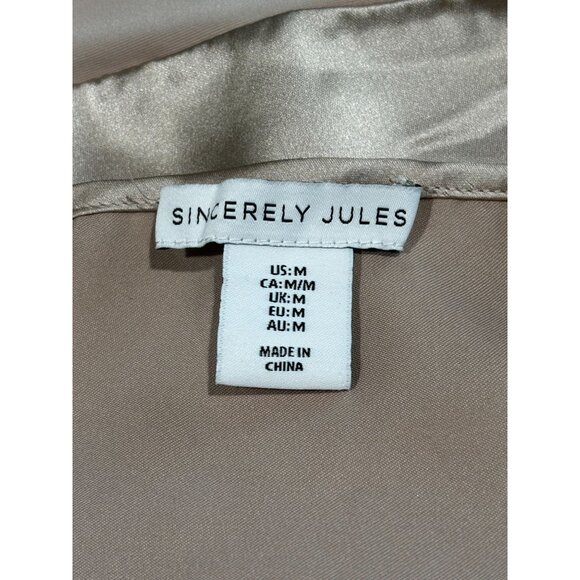Sincerely Jules Womens Satin Bodysuit Medium Beige - Picture 4 of 11